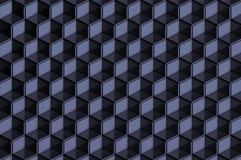A digital illustration of blue square blocks stacked up, creating a 3D hexago Stock Illustration