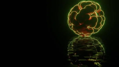 A digital illustration of a cell on reflective surface against a black backgr 스톡 일러스트