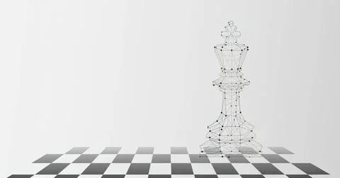 Digital illustration of a chess king piece on checkered floor 스톡 일러스트