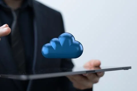 Digital illustration of a cloud computing concept Stock Photos