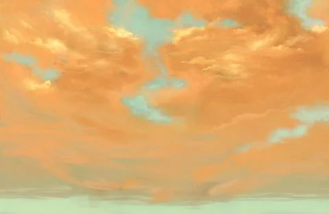Digital illustration of cloudy sunshine orange sky background texture Stock Illustration