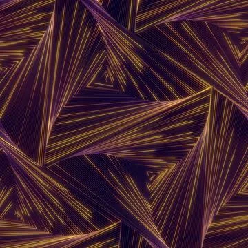 Digital illustration of color waves in the pattern of triangles. 3d rendering Stock Illustration