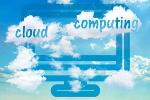Digital illustration with concept of cloud solutions Stock Illustration