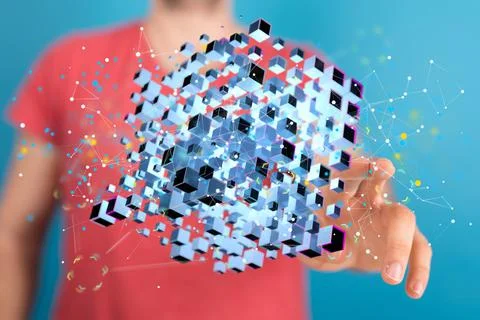 Digital illustration of a data cloud storage network concept 写真素材