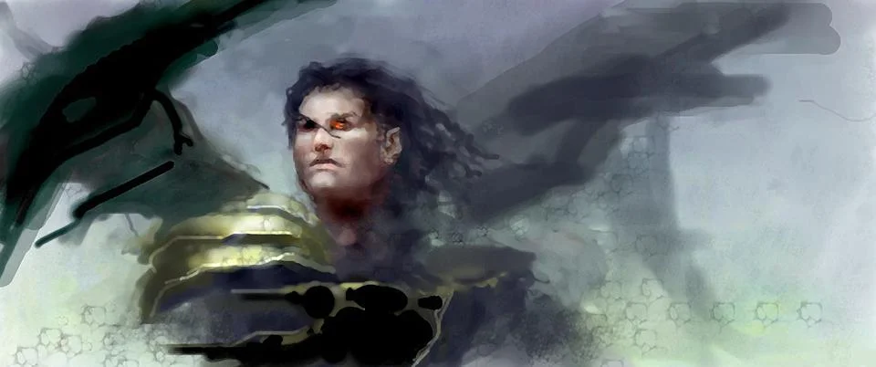 Digital illustration of devil demon in abstract form close up Stock Illustration