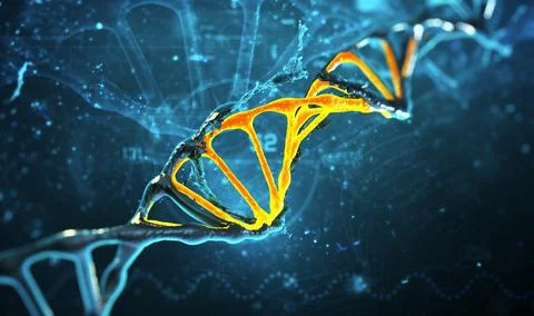 Digital illustration DNA structure in blue background Illustrazione stock