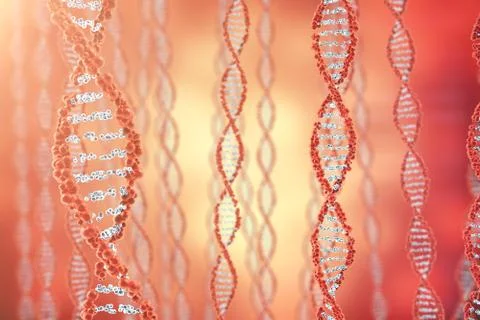 Digital illustration DNA structure in colourful background. Medicine concept 3d Stock Illustration
