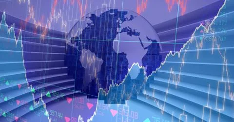 Digital illustration of Earth over data processing Stock Illustration