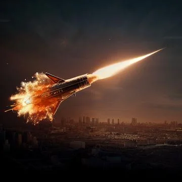 Digital illustration of an exploding missile in the sky Illustrazione stock