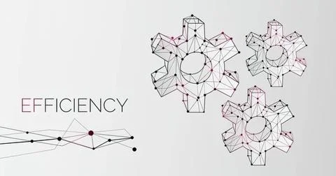 Digital illustration of gears and efficiency concept Stock Illustration
