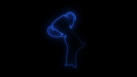 Digital illustration of a hand with glowing blue light trails performing Stock Footage 345772112