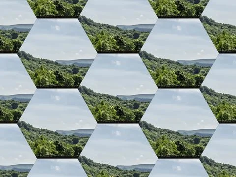 Digital Illustration Landscape Mosaic Background Stock Illustration