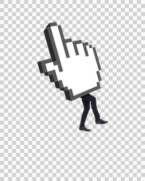Digital illustration of man carrying computer cursor on transparent background Stock Photos