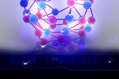 Digital illustration of molecules in abstract background Stock Illustration