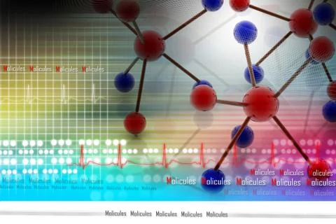 Digital illustration of molecules in abstract background Stock Illustration