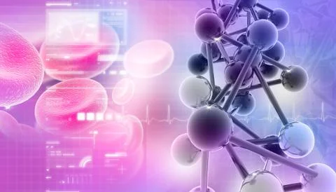 Digital illustration of molecules in abstract background Stock Illustration