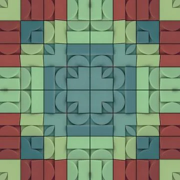 Digital illustration of a mosaic pattern of geometric shapes. 3d rendering イラスト素材