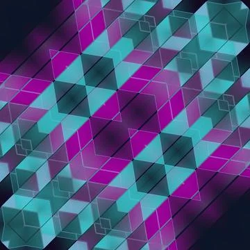 Digital illustration of a mosaic pattern in purple and blue. 3d rendering Illustrazione stock