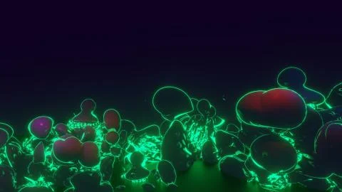 Digital illustration of multiplying bacterial cells against a black backgroun 스톡 일러스트