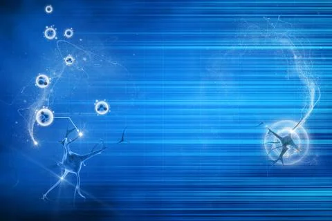 Digital illustration of a neuron in colour background Stock Illustration