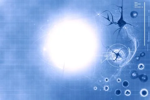 Digital illustration of a neuron in colour background Stock Illustration