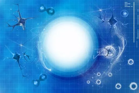 Digital illustration of a neuron in colour background Stock Illustration
