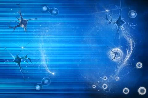 Digital illustration of a neuron in colour background Stock Illustration
