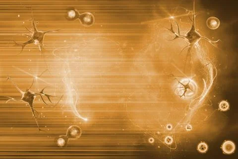 Digital illustration of a neuron in colour background Stock Illustration