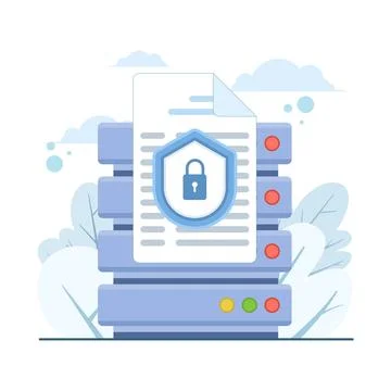 Digital illustration of private key access to confidential documents Illustrazione stock