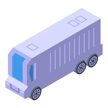 Digital illustration of a purple isometric garbage truck on a white background Stock Illustration