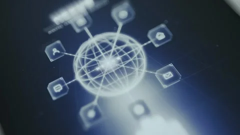 Digital illustration representing global network connections and communication Vídeo Stock 335486562