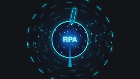 Digital illustration of robotic process automation concept with neon light .. Stock Footage 341220770