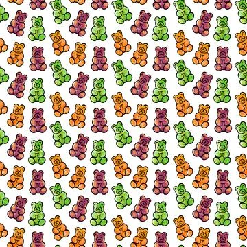 Digital illustration of a seamless pattern of sweet jelly candies in the form of Stock Illustration