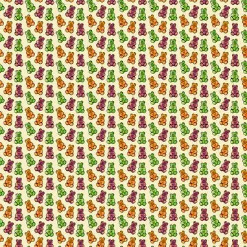 Digital illustration of a seamless pattern of sweet jelly candies in the form of Stock Illustration