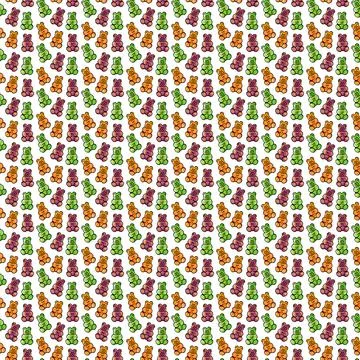 Digital illustration of a seamless pattern of sweet jelly candies in the form of Stock Illustration