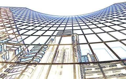 Digital Illustration Skyscraper Postcard Background Effect Stock Illustration