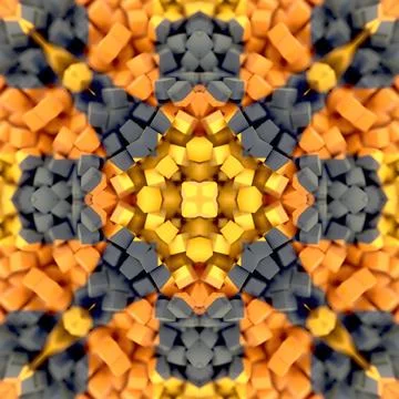 Digital illustration with a symmetrical pattern of cubes. 3d rendering Stock Illustration