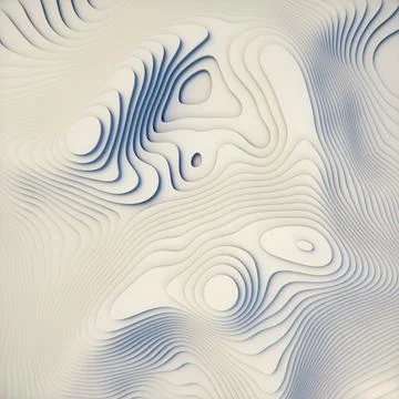 Digital illustration of topographical intricate pattern in white. 3d rendering Stock Illustration