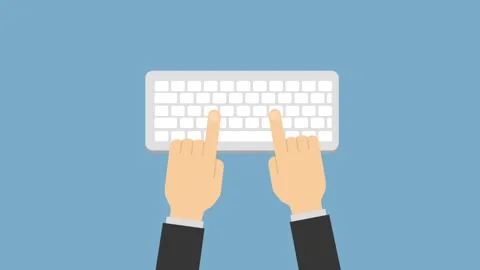 Digital Illustration of Typing Hands on a Keyboard in a Minimalist Design Vídeo Stock 341922351