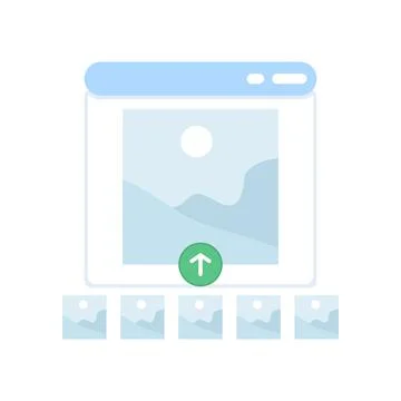 Digital illustration of uploading files including photos, documents, and drafts. Stock Illustration