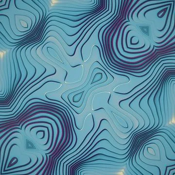 Digital illustration of a wavy symmetrical pattern. 3d rendering イラスト素材