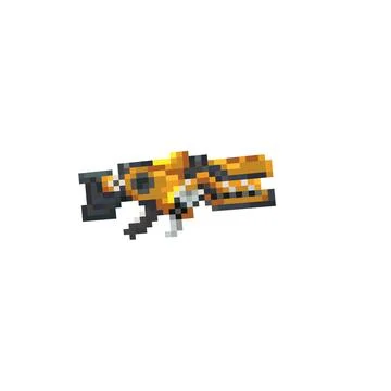 Digital illustration of a weapon of the future in the style of a pixel art desig Stock Illustration