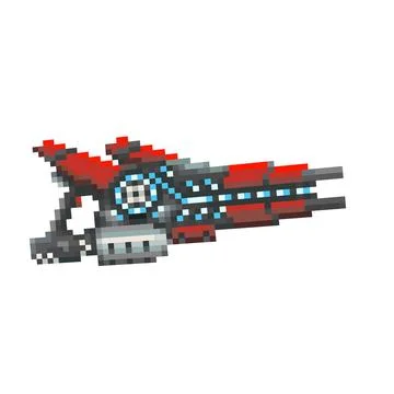 Digital illustration of a weapon of the future in the style of a pixel art desig Stock Illustration