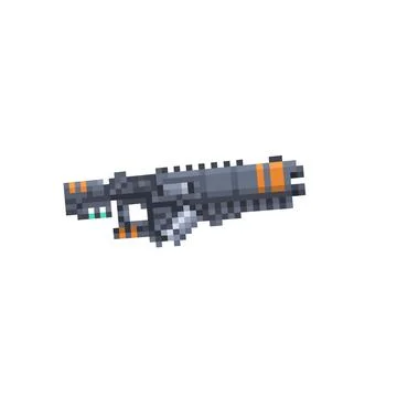 Digital illustration of a weapon of the future in the style of a pixel art desig Stock Illustration