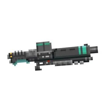 Digital illustration of a weapon of the future in the style of a pixel art desig Stock Illustration