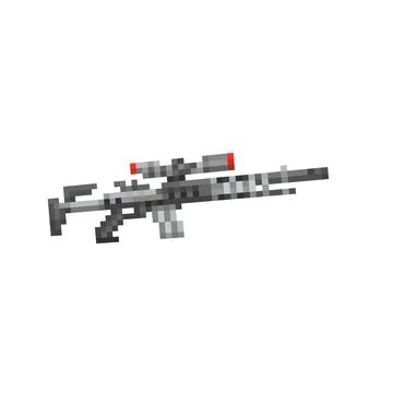 Digital illustration of a weapon of the future in the style of a pixel art desig Stock Illustration