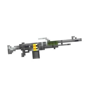 Digital illustration of a weapon of the future in the style of a pixel art desig Stock Illustration