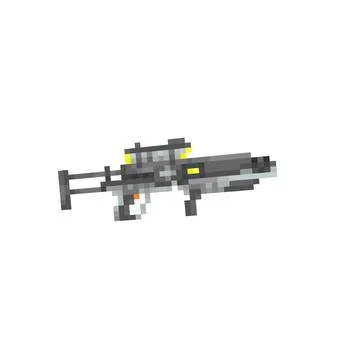 Digital illustration of a weapon of the future in the style of a pixel art desig Stock Illustration