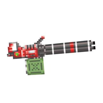 Digital illustration of a weapon of the future in the style of a pixel art desig Stock Illustration