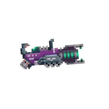 Digital illustration of a weapon of the future in the style of a pixel art desig Stock Illustration